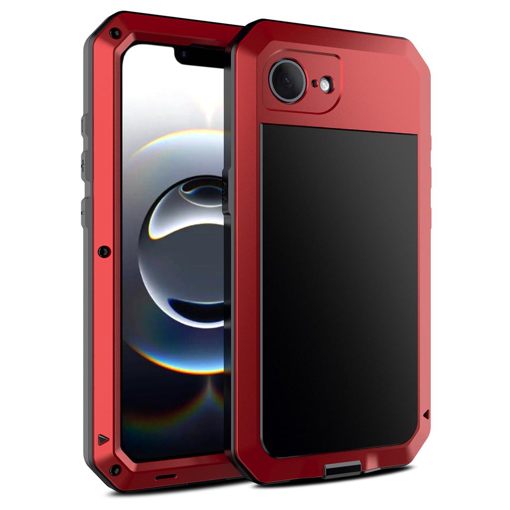 For iPhone 16e Case Silicone+Metal Anti-Drop Phone Cover with Tempered Glass Film