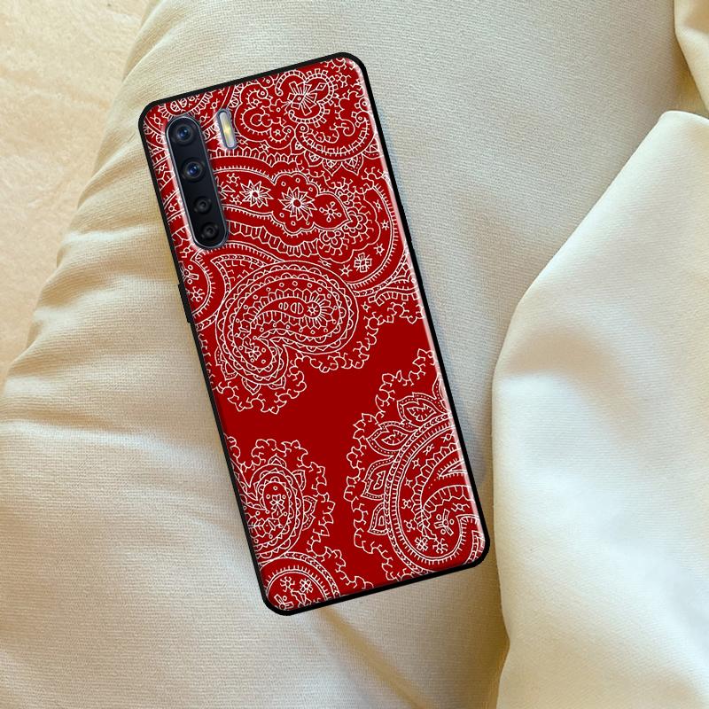 Red Bandana Paisley Case For Oppo A98 A78 A18 A38 A58 A5 A6 Pro A54 A74 A94 A17 A57 A80 A60 A40 A96 A76 A16 A15