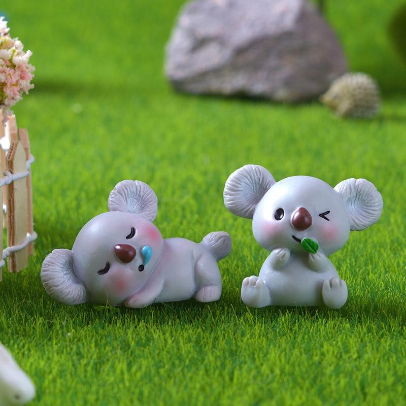 4Pcs Cartoon Cute Koala Micro Landscape Gardening Pottery Small Ornament Cute Mini Koala Diy Accessories