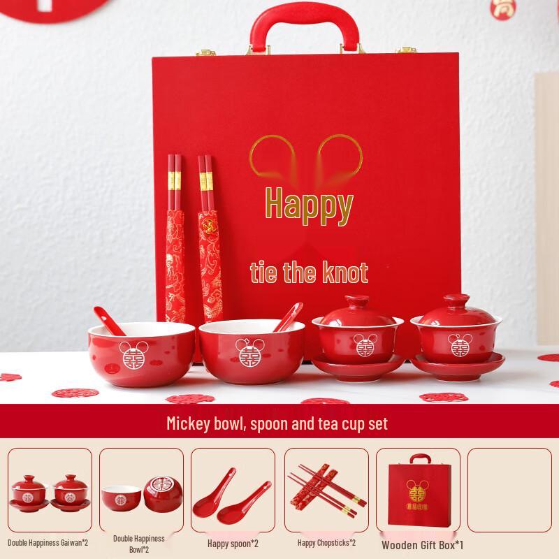 Mickey Mouse Ceramic Wedding Tea Set Mickey Bowl Spoon Tea Cup Set