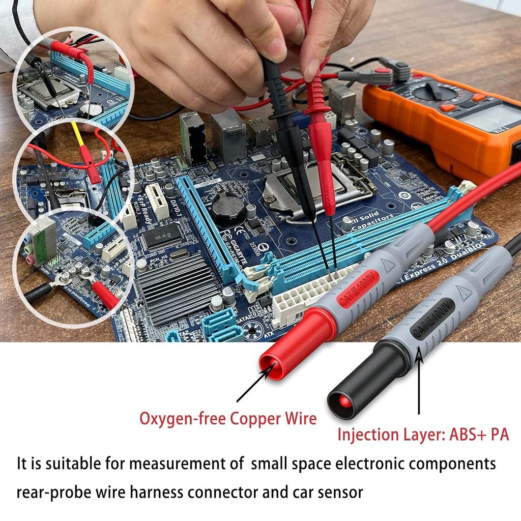 24 Pcs Multimeter Test Leads Set with Alligator Clips, Insulation Piercing Test Clip and Test Probes 1000V 10A CAT III for Voltmeter, Clamp Meter