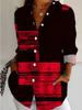 Nuove Camicie Stampate a Maniche Lunghe da Donna Moda Casual con Bottoni e Revers Camicie da Donna
