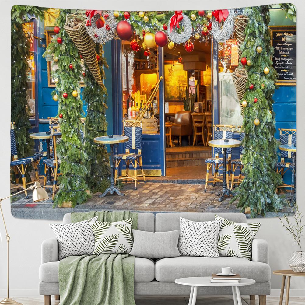 Christmas Woods Tapestry Wall Hanging Holiday Gift New Year Elk Snow Scene Psychedelic Witchcraft Home Decor