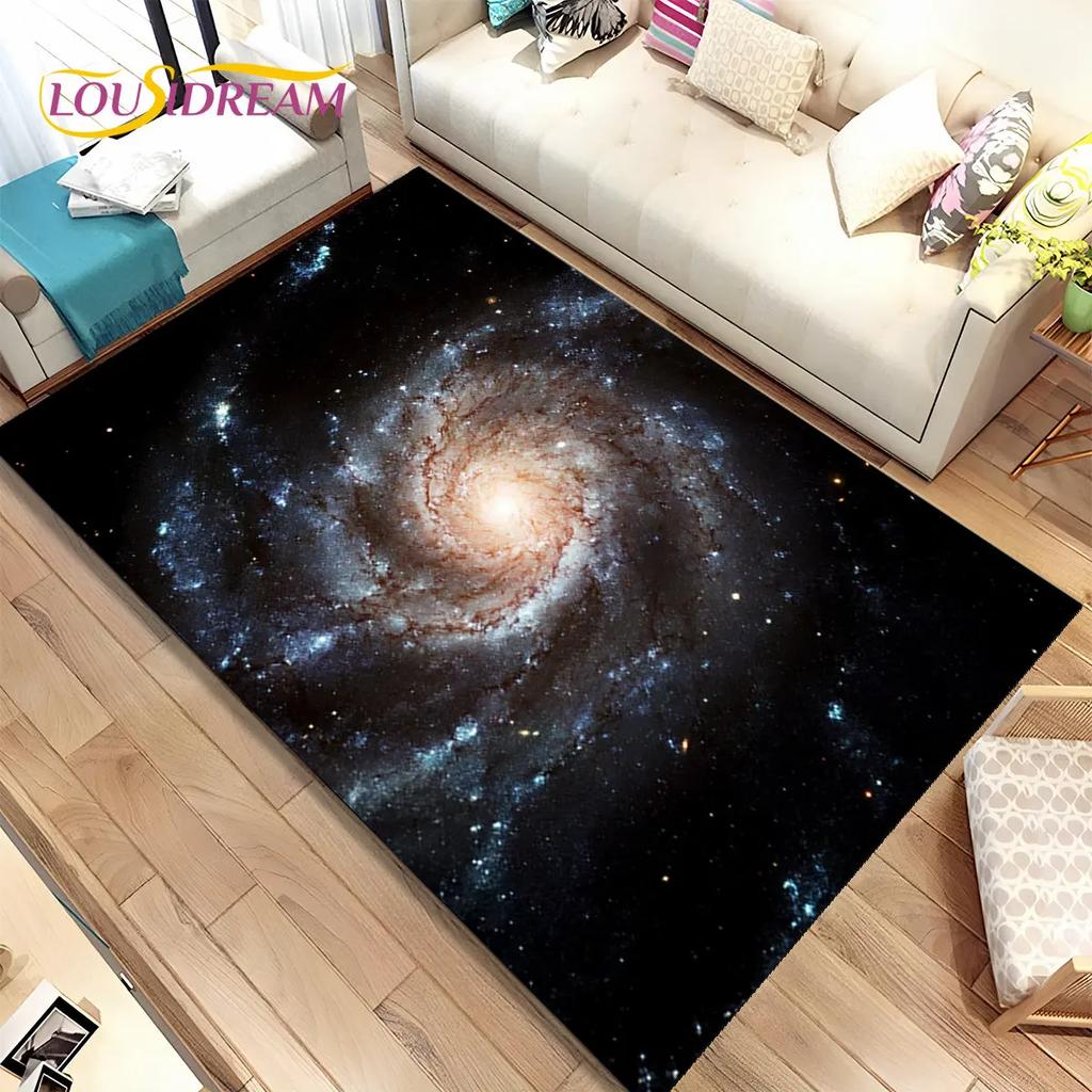 Galaxy Universe Space Stars Area Rug,Carpet Rug for Home Living Room Bedroom Sofa Doormat Decor,Kids play Non-slip Floor Mat HD