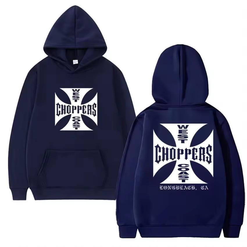 Unisex Wool Long-Sleeve Hooded Sweatshirt, West Coast Helicopter Retro Print