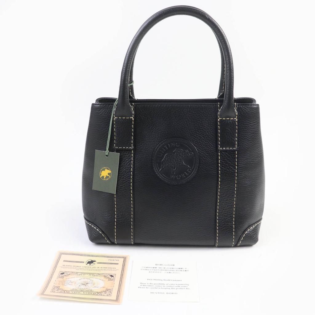 HUNTING WORLD Handbag TAIMA logo leather black leather Women Used