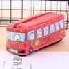 Cute Cartoon Bus Pencil Case Large Capacity Pen Bag for Students School Stationery Storage Korean Style Creative Design красный