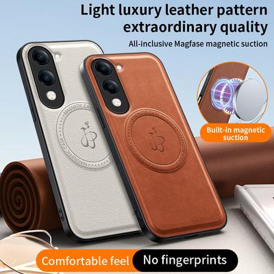 Kabelloses Laden Magnetische Hülle für Vivo Y04 Y29 4G Y39 Y29S 5G Schutzhülle PU-Leder Hartschale Coque