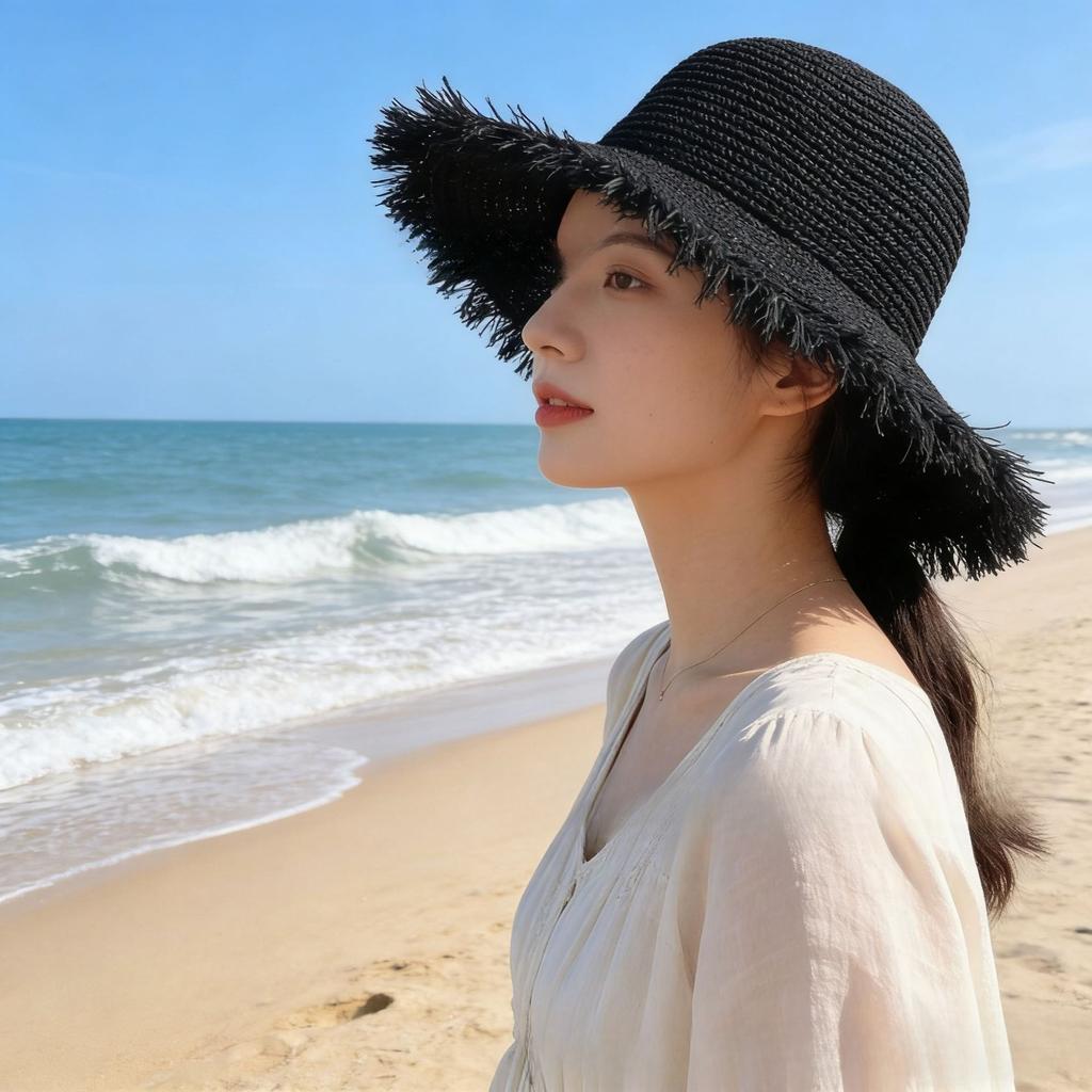 Cross-border Hot-selling Summer Sun Hat Japanese Handwoven Big Brim Bucket Hat Korean Version Fashion Temperament Sun Hat