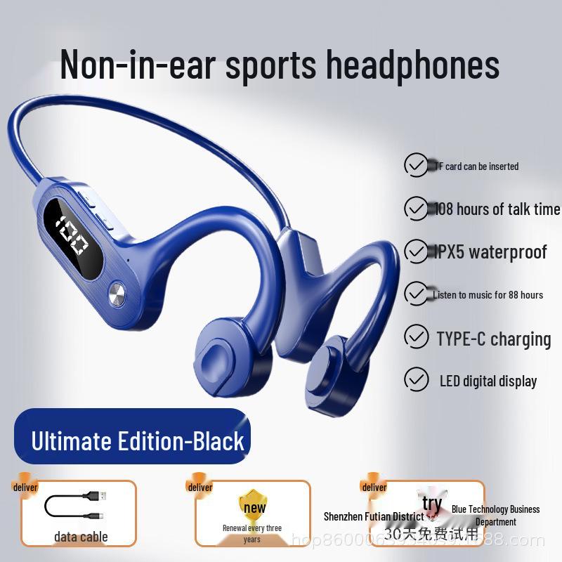 Universal Waterproof Bone Conduction Bluetooth Earphones: Over-Ear, Painless, Sweatproof, for Business and Running