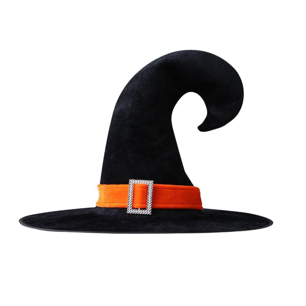 Velvet Halloween Hat Bending Angle Devil Cap Creative Halloween Witch Wizard Hat  Adults