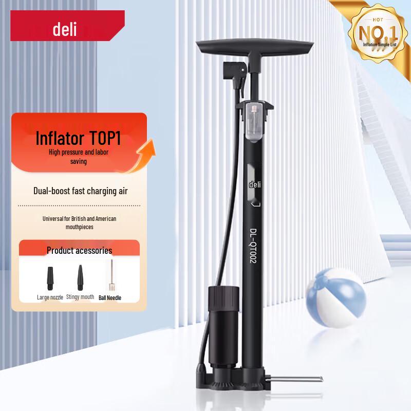 Deli Multi-Purpose High-Pressure Air Pump with Gauge