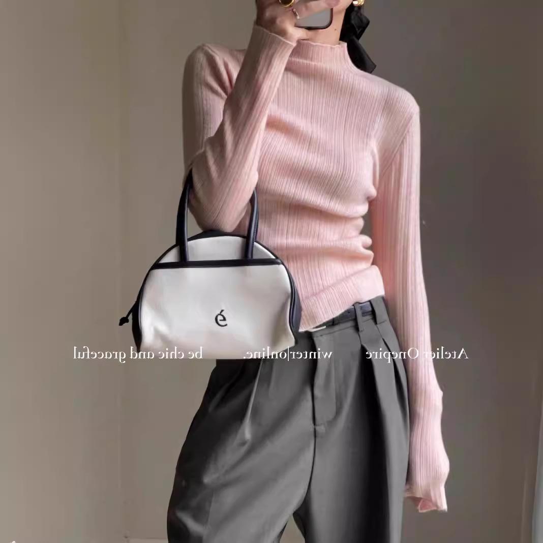 

Базовый укороченный свитер с высоким воротом, женский повседневный вязаный пуловер, однотонный джемпер с длинными рукавами, облегающая рубашка L розовый