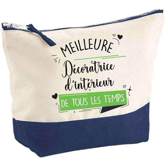 Trousse de maquillage - PLANETEE - Pochette "Meilleure Décoratrice d'Intérieur" - Grand format - Coton - Impression HD