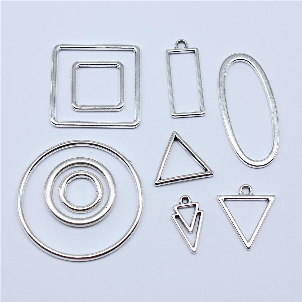 40 Stück Geometrische Form Runde Kreise Ovale Quadrate Dreiecke Anhänger DIY Handgemacht Basteln Ohrring Halskette Herstellung Zubehör