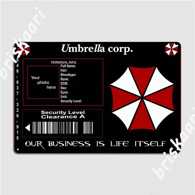Umbrella Corporation ID-kortmall Metallskyltar Plåtskyltar Fest Biograf Vardagsrum Vintage Tennskylt Affisch