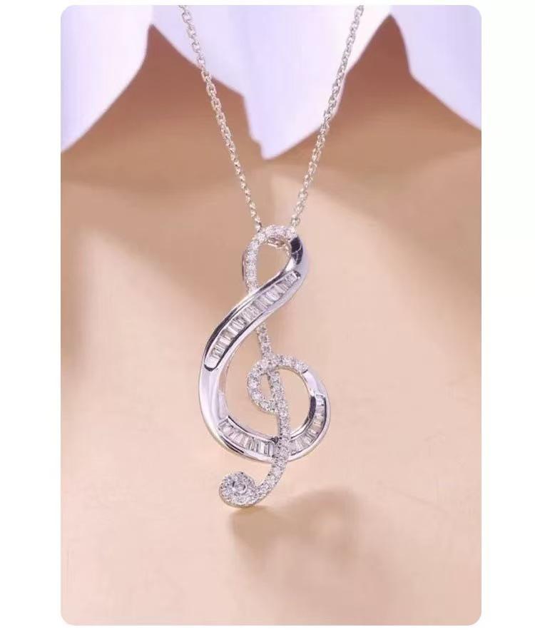 Nickel Silver Plated Gold 'Because of You' Necklace - Shiny Musical Note Pendant, Luxurious Niche Design, 2026 Style