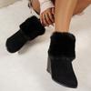 Fashion 2024 Fashion Women's New Fashion Versatile Plush Thick Heel Short Boots Winter Plush Warm Thick-soled Women's Boots