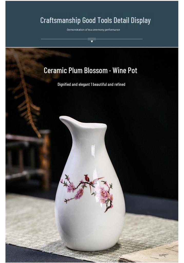 Yinjiu Ceramic Wine Set - Includes 1 Decanter and 6 Cups - Ideal for Events and Gifting