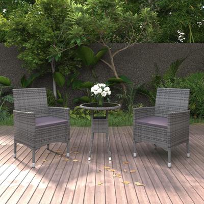 Vidaxl 3-Piece Garden Furniture Set, Poly Rattan, Grey