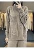 2025 Autumn/Winter Women's Loose Crochet Sweater, 100% Australian Wool, Low Round Neck, Trendy Korean Lazy Style