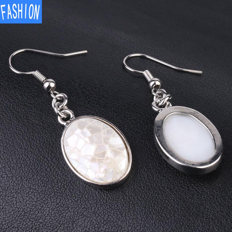 Náušnice s přírodní mušlí Oválné náušnice Náušnice Dámské pro volný čas Všestranné plážové šperky Mušlové náušnice