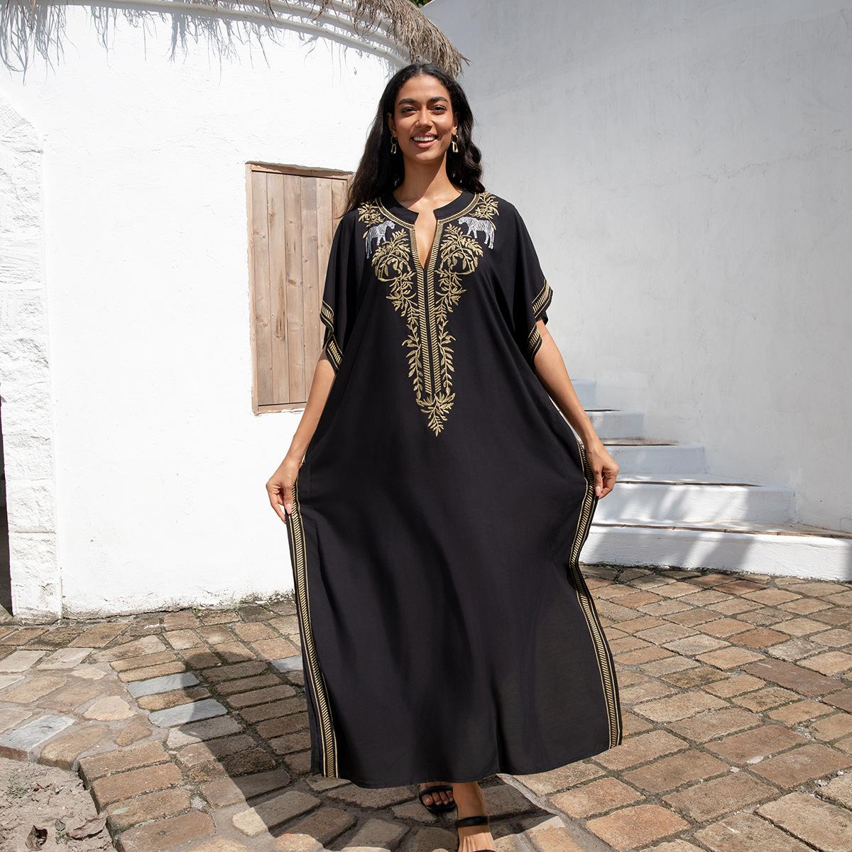 

Женская мода лето весна цветочный узор принт рукава 1/2 V-образный вырез свободная талия повседневные платья Size: One Size