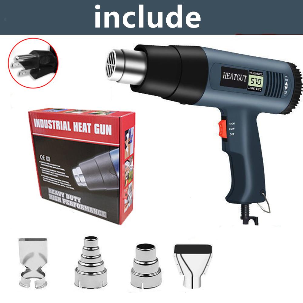 

2000 Вт Электрический термофен с ЖК-дисплеем, регулируемой температурой, инструменты для фена для пайки, термовоздуходувка, термоусадочная упаковка синий