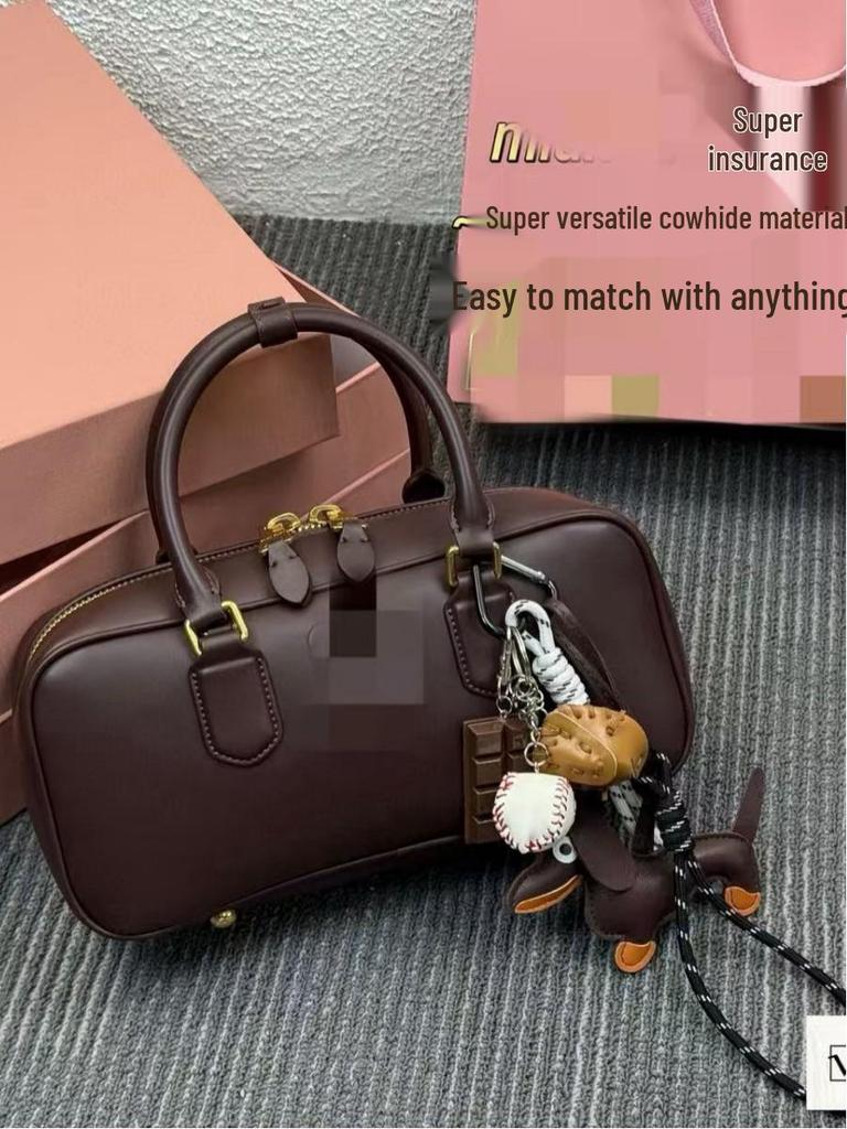 Miu Jia Retro Fashion Versatile Bowling Bag - High-End Small Square Handbag, Shoulder & Crossbody Bag