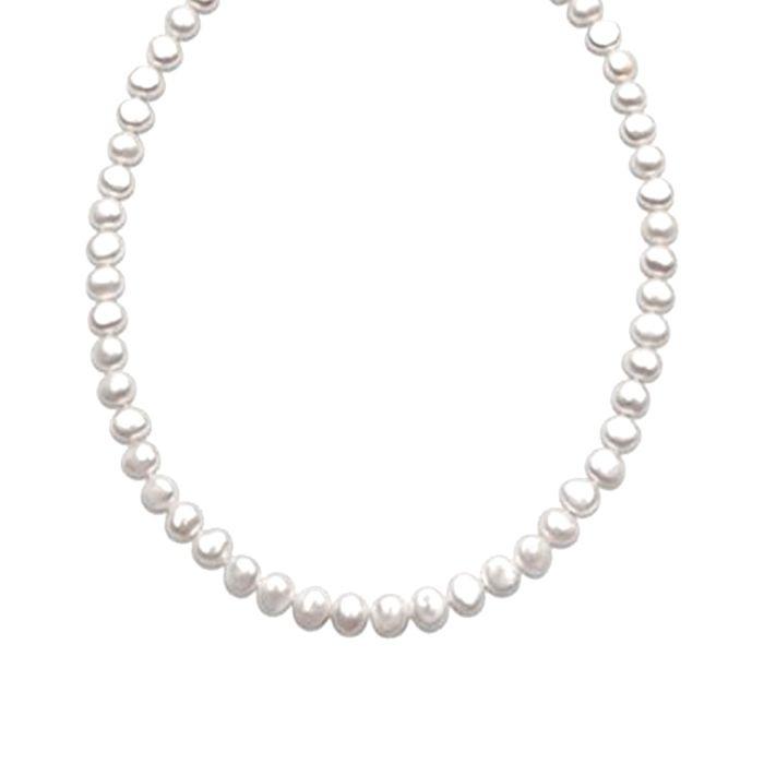 Collier Luxenter En Argent 925 Avec Perle Blanche Finie En or Jaune 18K - Kipepeo