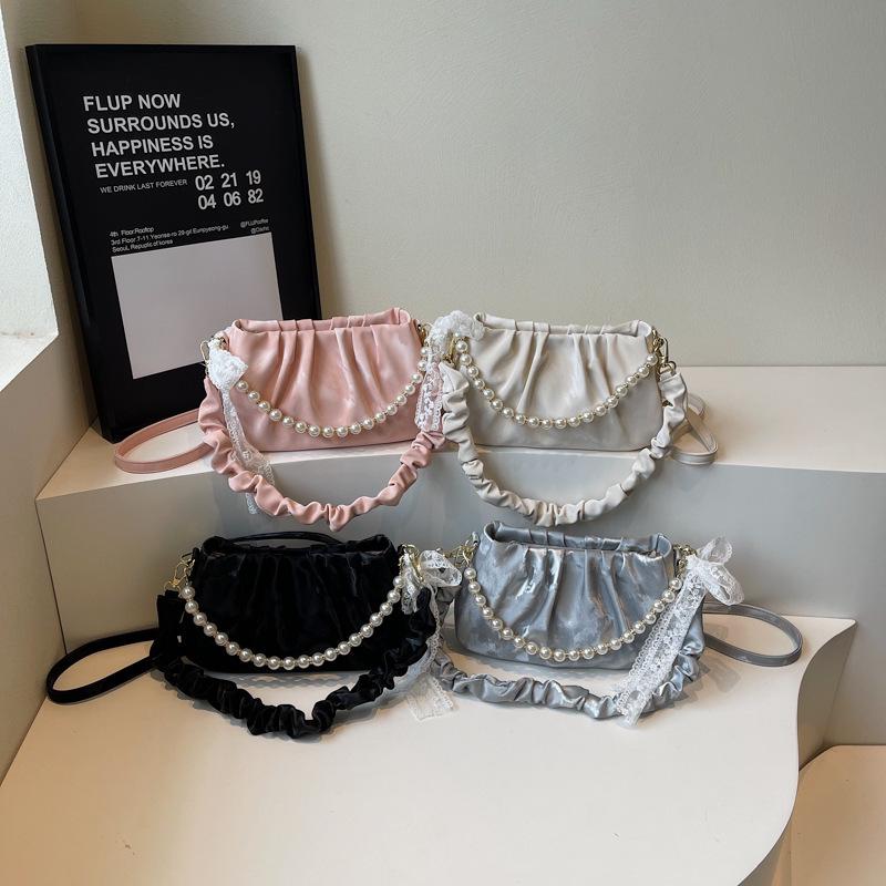 Pearl Temperament Women's Ruched Cloud Shoulder Bag - Spring 2025 Fashion