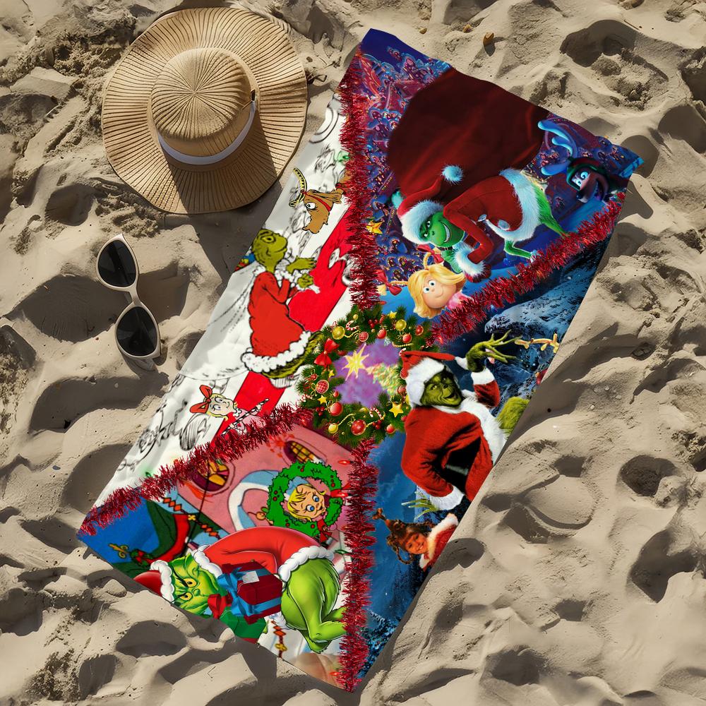 Cartoon How the G-Grinchs S-Stole Towel Soft Pool Gift For Travel Gym Shower Camping Quick Dry Sports Large Beach Towel