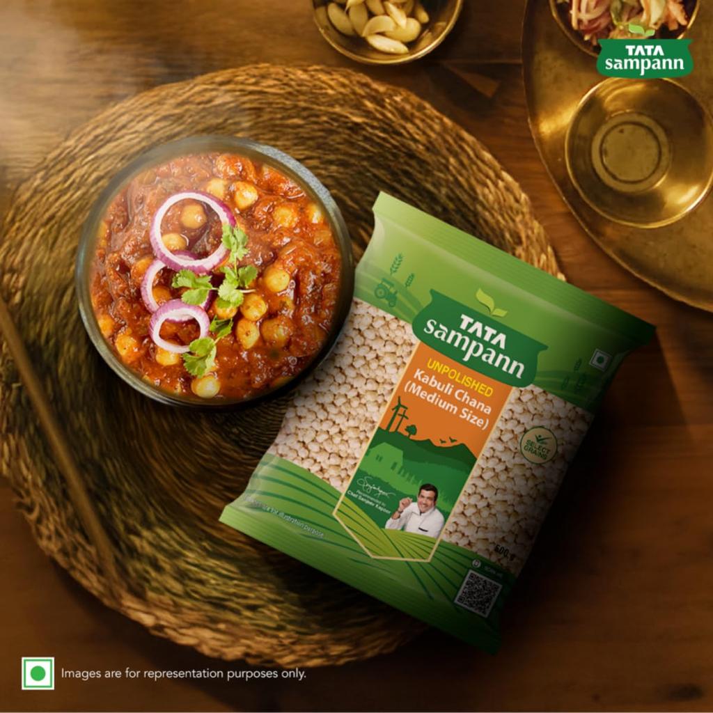 TATA Sampann Unpolished Kabuli Chana 500 G Medium Size Premium Chickpeas For Salads