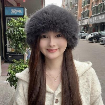 Plush Cap Female Fall and Winter New Anti-cold Warm Hat Ear Protection Cap Show Face Small Fisherman Hat