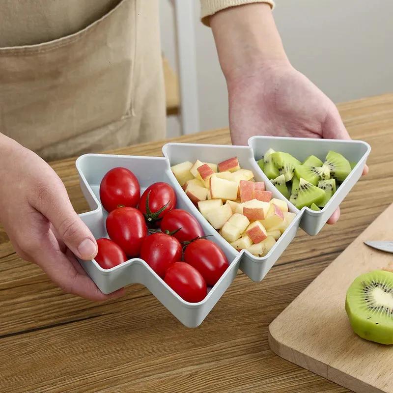 Christmas Tree Shaped Living Room Candy Snacks Nuts Snack Compartmentalized Fruit Tray Home Kitchen Supplies Breakfast Plate Tray Tableware