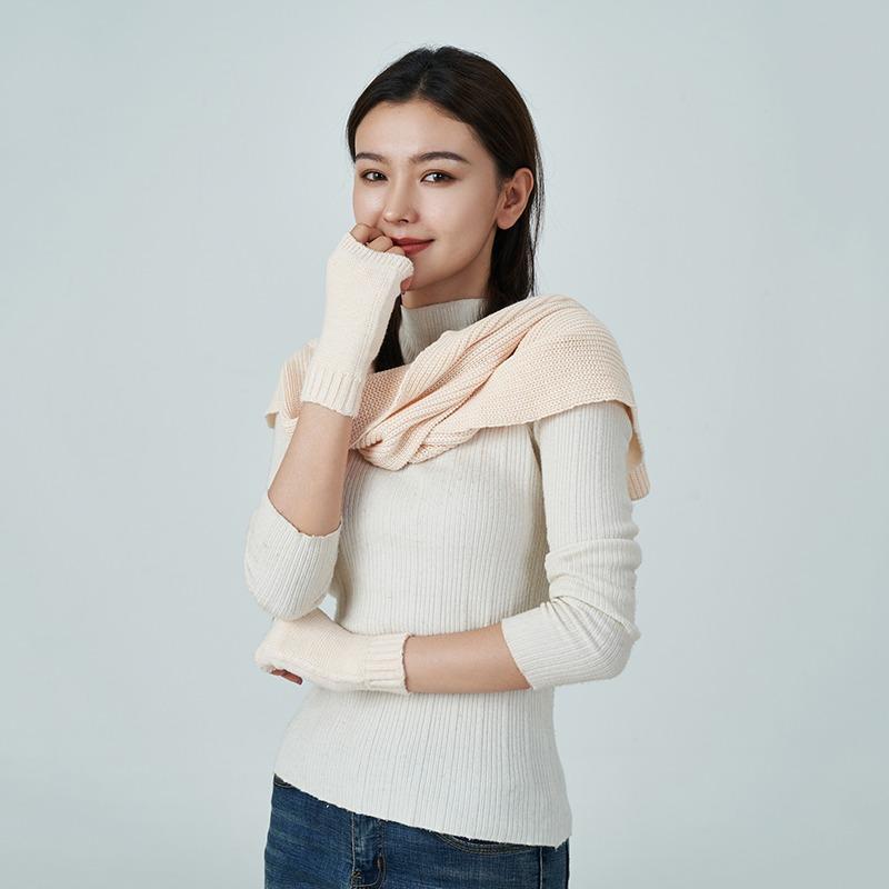 Women's Cashmere Knitted 3-in-1 Rectangle Scarf Hat Shoulder Warmer Multifunctional Versatile Wrap Warm Autumn Winter Accessory