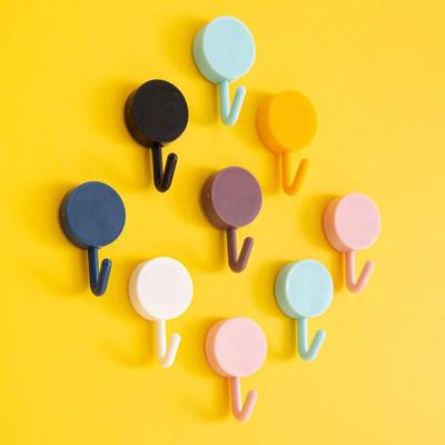 Macaron Adhesive Hook for Kitchen & Bathroom: No-Punch, No-Trace, Sticky Door and Key Holder
