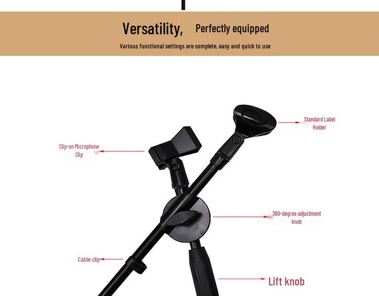 Adjustable Floor-standing Tripod Mic Stand with Dual Microphone Holders - High Quality