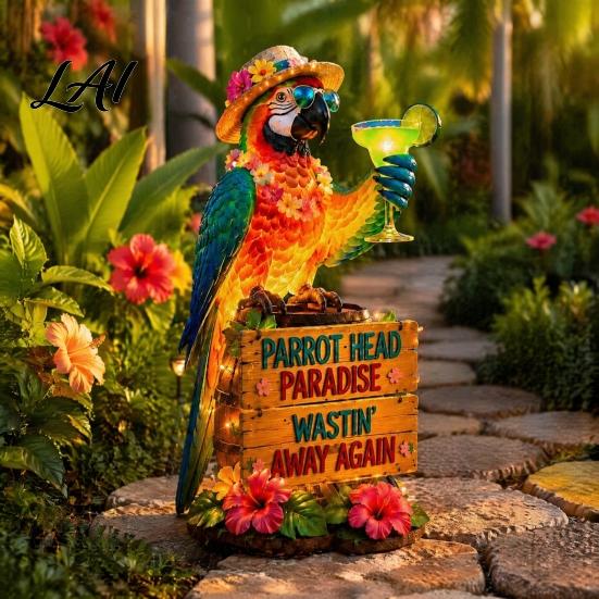 Lumière Animale Étanche Solaire Perroquet Lampe Piquet de Jardin avec Sculpture Automatique Marche/Arrêt Décoration Oiseau pour Patio Extérieur Chemin Paysage
