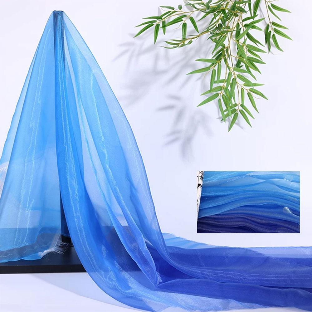 1 Yard/Width 140cm Organza Fabric Colorful Gradient Transparent Texture Voile Gauze Transition Color Mesh Fabric Designer Fabric