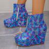 Neue Damen Plateaustiefel mit Keilabsatz, Knielange Nicht Über dem Knie Hohe Absätze Knöchel Kurze Stiefel, Große Größen Mode Damen Schuhwerk