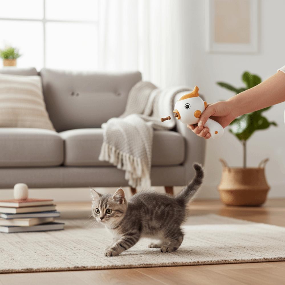 Pet Treat Feeder Handheld Dog Snack Launcher Cartoon Portable Pet Feeder Toy Automatic Plastic Pet Treat Dispenser Pet Training