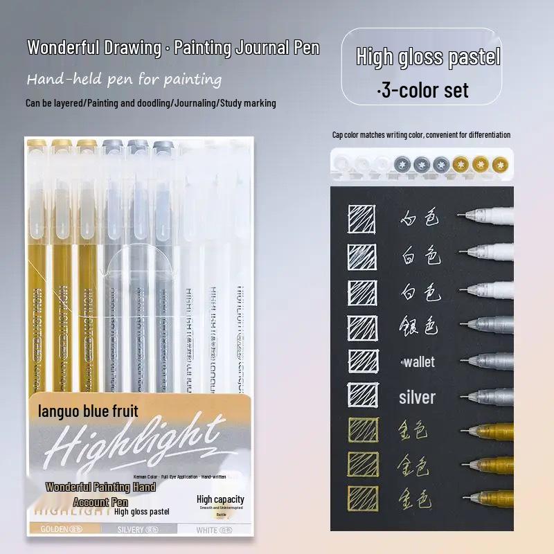 Morandi Color Large Capacity Blue Fruit Journal Pen - Colored Neutral Pen for Note-Taking and Highlighting