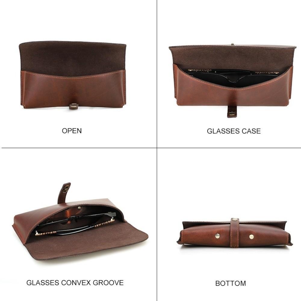 Genuine Leather Eye Glasses Pouch Portable Sunglasses Holder Fashion Glasses Case  for Men Women