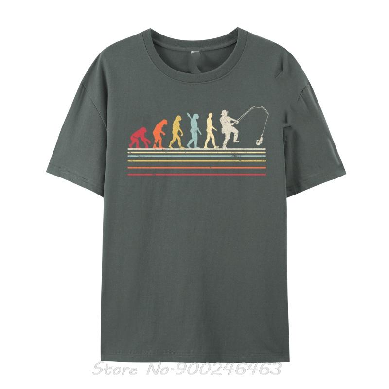 Funny Fishing Retro Evolution Of Cotton Tops Fitness T-Shirt Oversized Unisex Tshirt Graphic Tees Men's Clothing Streetwear