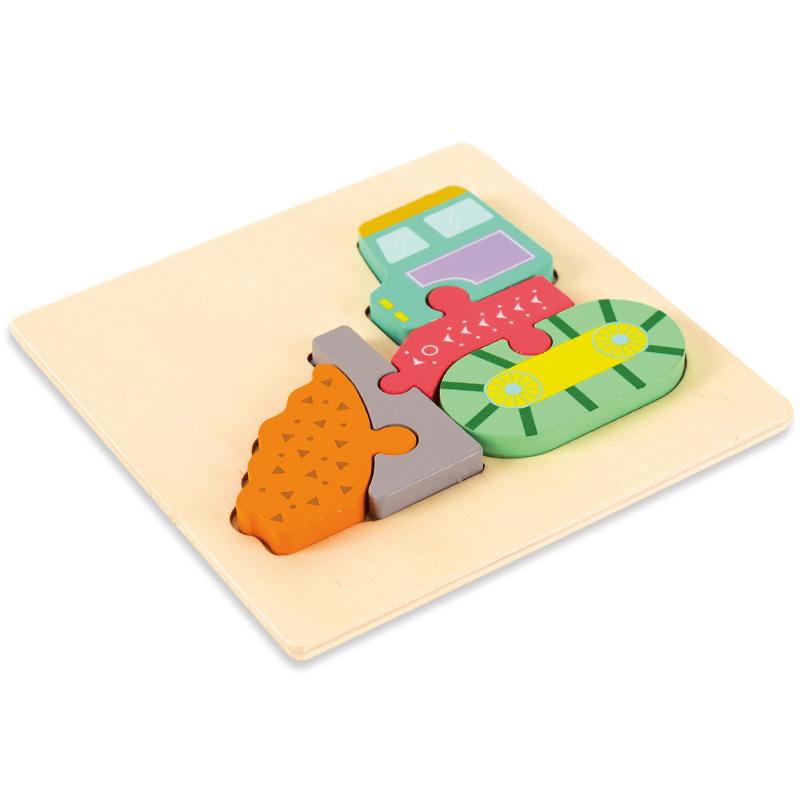 High Quality Baby 3D Wooden Puzzle Educational Toys Early Learning Cognition Kids Cartoon Grasp Intelligence Puzzle