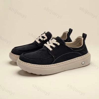 Fashion Men Casual Canvas Shoes 2025 Autumn Thick Bottom Sports Shoes Outdoor Fashion Comfortable Platform Lace Up Non Slip Casual Shoes