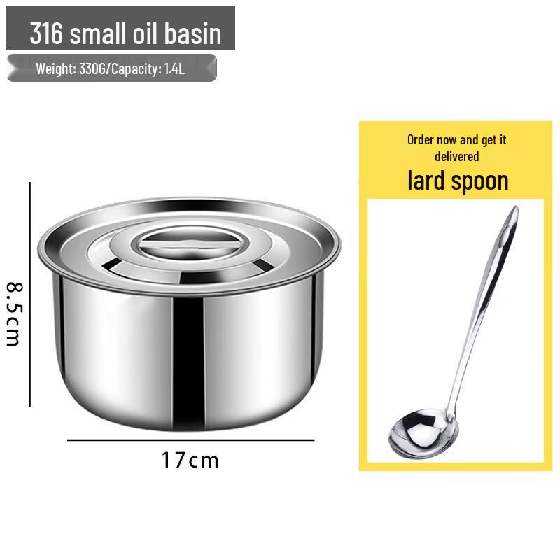 316 Stainless Steel Lard Pot with Lid