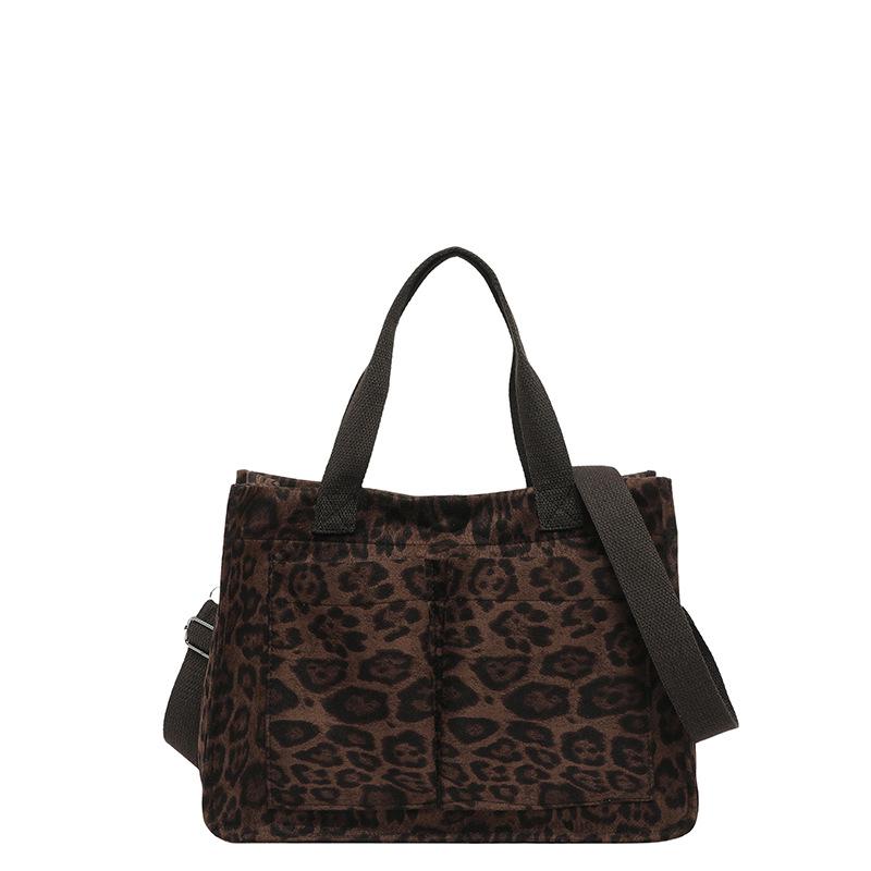 Leopardenmuster Leinwand Pendler fauler Windbeutel Damen neue Mode tragbar große Kapazität Schulter Mommy Diagonal-Tasche