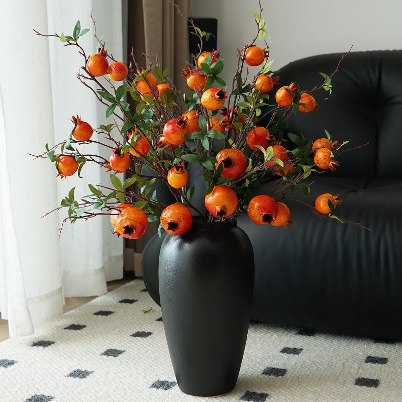 Artificial Flower Arrangement for Home Decor - Persimmon and Pomegranate Branches for Living Room, Dining Table, or Entrance Hall Display